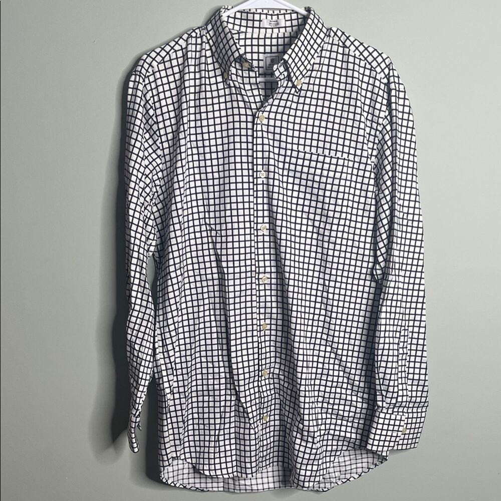Peter Millar Black and White Plaid Dress Shirt Medium